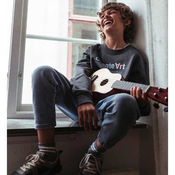 Zara Kids Unisex "Create Art" Graphic Sweatshirt Printed Charcoal Grey Size 10 - Picture 6 of 8